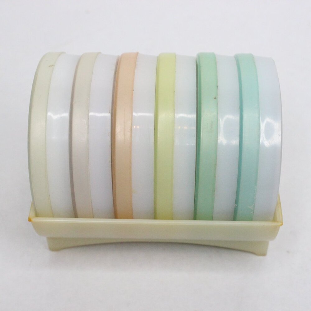 VTG Discontinued Tupperware Pastel Coasters Set Of 6 With Caddy